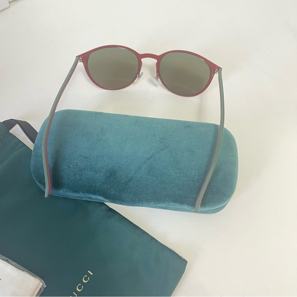 GUCCI Authentic New 52mm Round Signature Logo Sunglasses With Case, Cloth & Tag - Picture 7 of 15